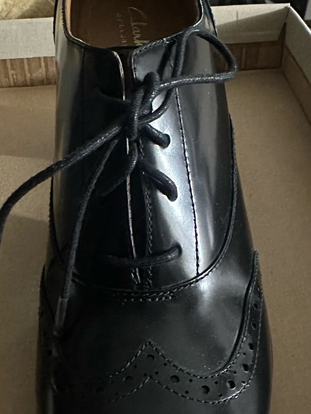 Clarks Black Women's Brogue Lace-Up Heels - Picture 2 of 5